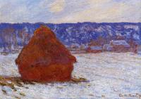 Monet, Claude Oscar - Grainstack in Overcast Weather, Snow Effect